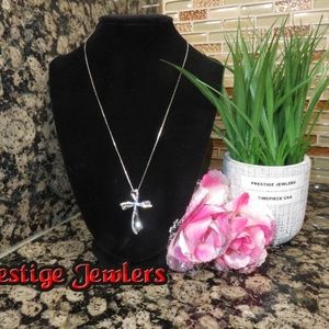 New stylish 18k white gold plated cross chain